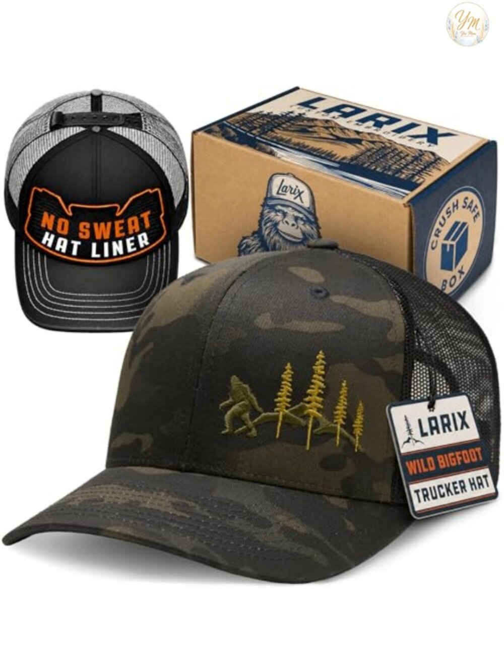 LARIX GEAR Trucker Hat Men Snapback Cap Breathable Mesh Back